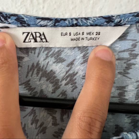 Zara blue printed midi tiered long sleeve dress blogger fav size small - Picture 5 of 8